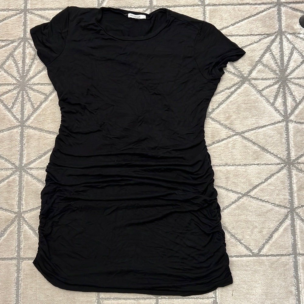 Maternity Dress Anistar SZ Large Black Rouched Strechy Dress